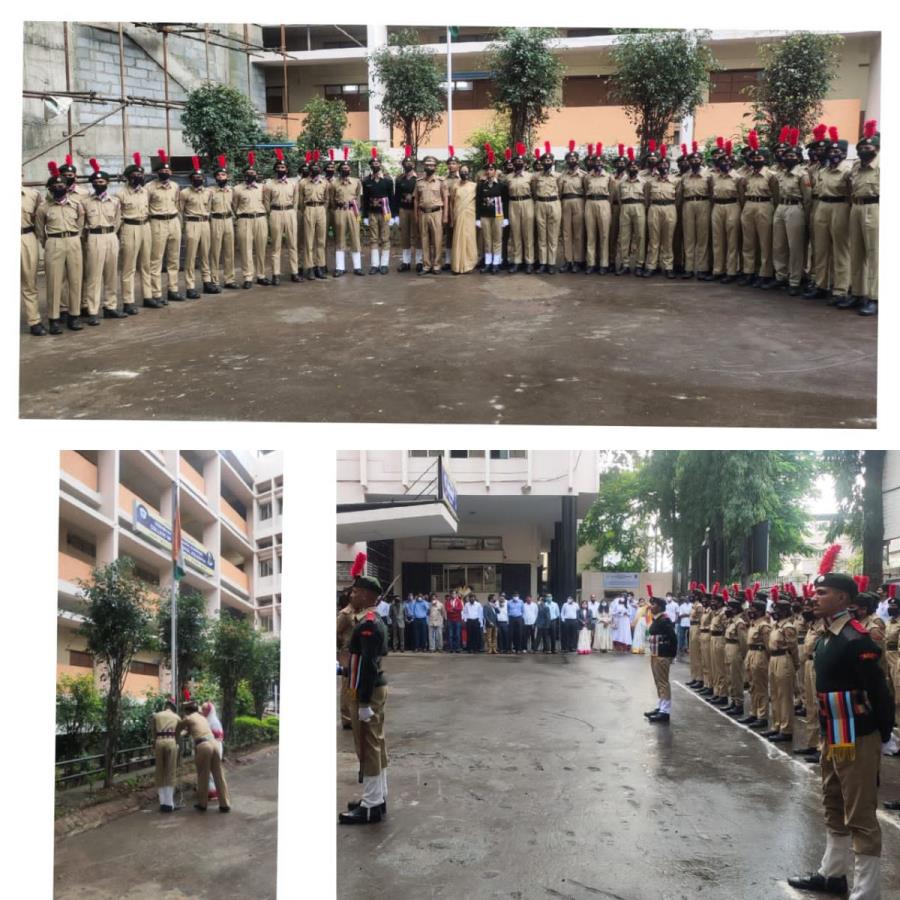 Flag Hoisting Ceremony on the Occasion of 75th Independence Day was held at the Hand's of Hon’ble Mrs. Rajanitai V. Magdum, President, Council of Education, Kolhapur on Sunday, 15th August 2021 at 7.40 AM.